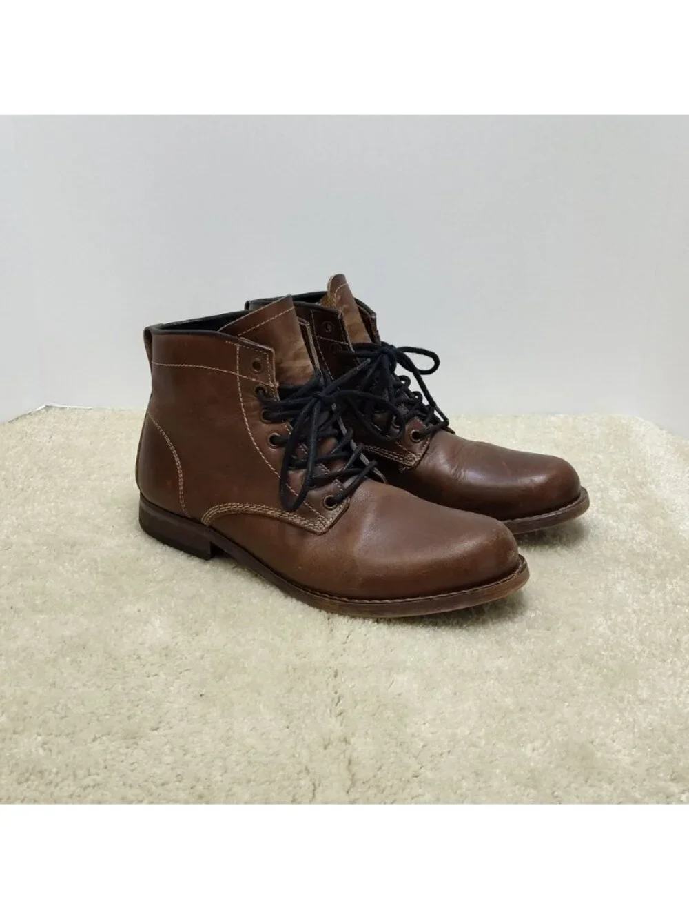 ALDO Ankle Chukka Boots Men US 8 EUR 41 Derby Style Lace Up Burnished Leather